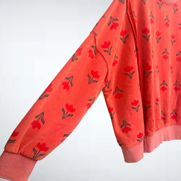 Easel Vintage Floral Print Sweatshirt in Boho Red Size S - Picture 5 of 7